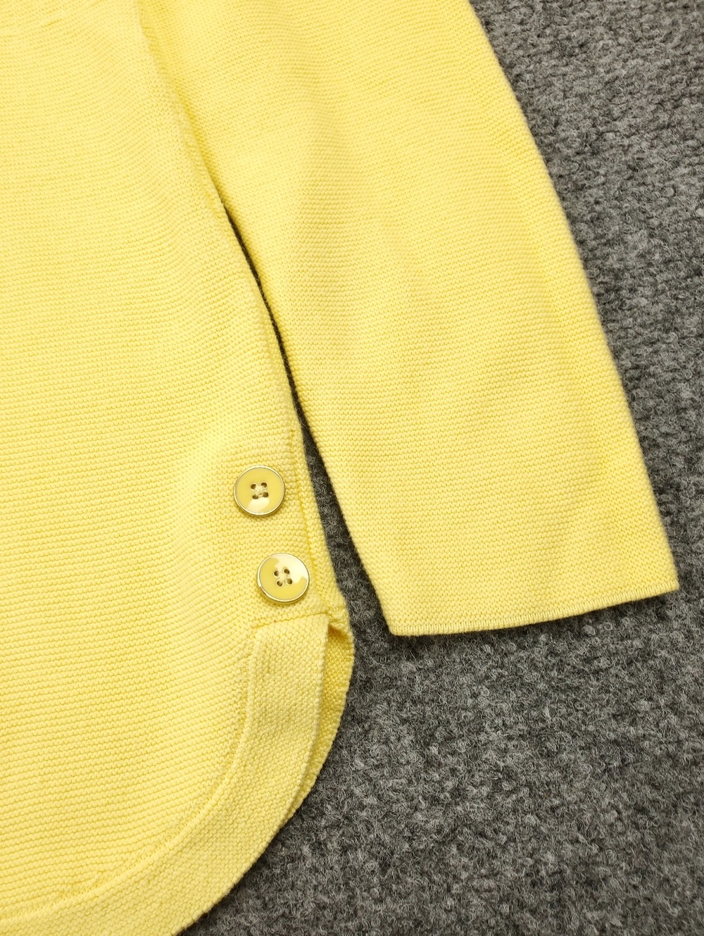 Talbots Sweater Womens MP Medium Petite Yellow Ribbed Knit Mixed Stitch Crewneck - Picture 5 of 8